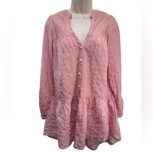 KOCH STRIPPED BUTTON DOWN TUNIC TOP